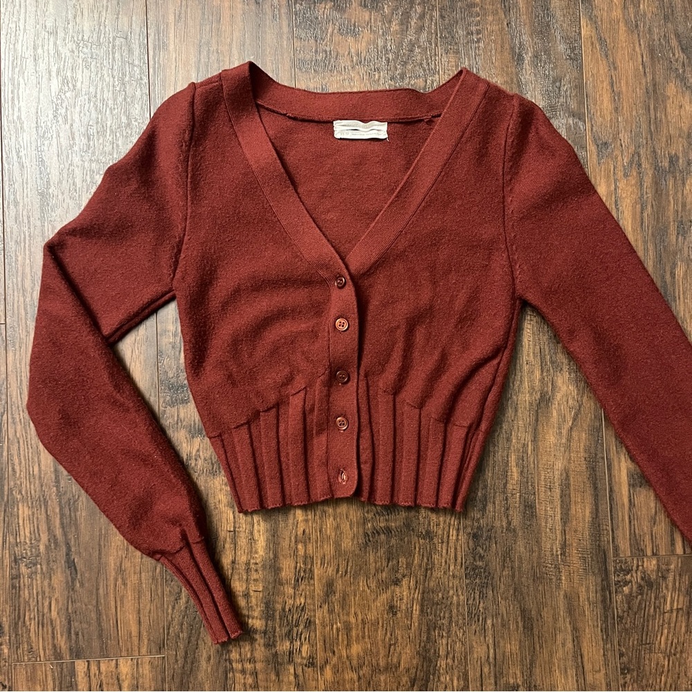 Urban Outfitters rust red cropped cardigan